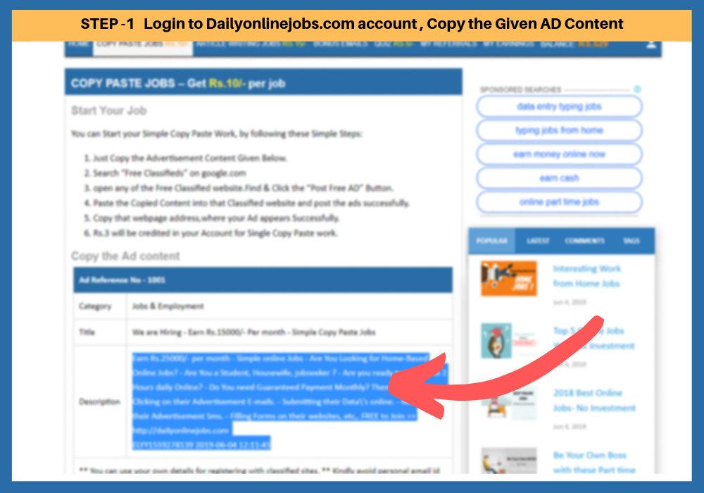 We are Hiring – Earn Rs.15000/- Per month – Simple Copy Paste Jobs